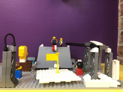 A winter scene created with Lego bricks