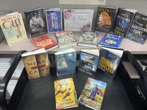 A photo of the book selections for the 2025 Kathy Johnson Memorial Library Fund.